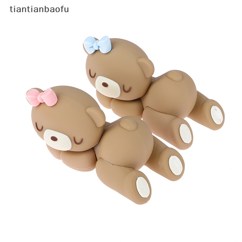 [tiantianbaofu] Boneka Beruang Topper Kue DIY Cowok Cewek Pesta Ulang Tahun Pertama Dekorasi Kue Insert Butik
