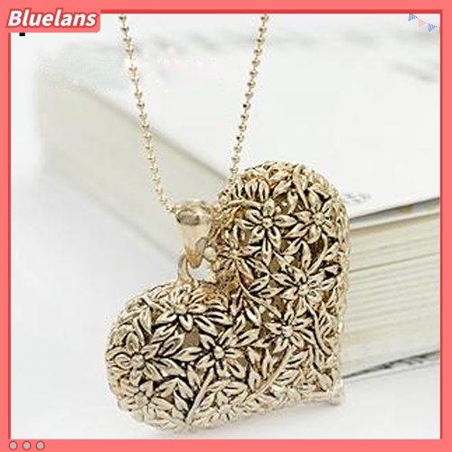 [BLS] Perhiasan Fashion Wanita Berongga Pernyataan Hati Bib Liontin Rantai Choker Kalung