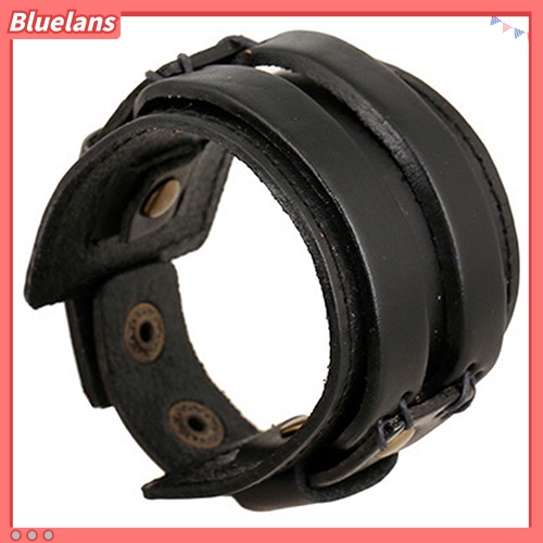 [BLS] Pria Wanita Punk Retro Lebar Kulit Imitasi Sabuk Gelang Gelang Tangan Perhiasan Hadiah