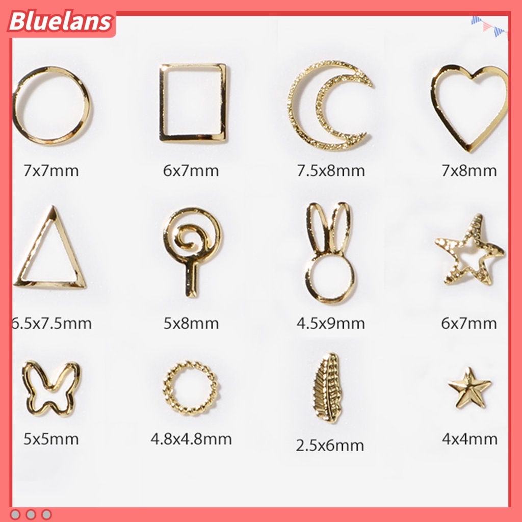 [BLM] 100pcs /Set Pesona Kuku Glitter Efek 3D Tidak Luntur Metal Chip Charms Paku Keling Dekorasi Untuk Manicure