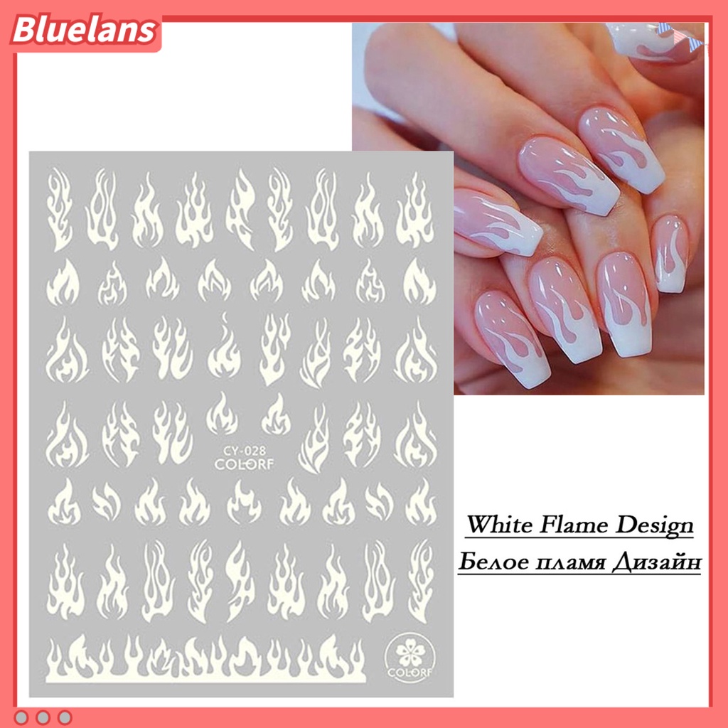 [BLM] 1lembar Indah Kuku Stiker Kertas Lengket Tinggi 3D Luminous Glow Manicure Decal Untuk Rumah