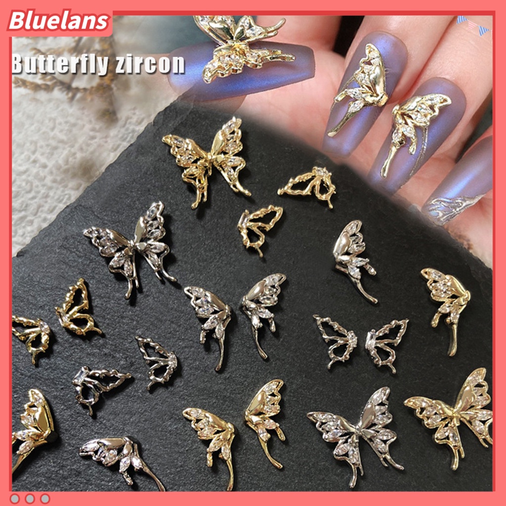 [BLM] 1pc Pesona Kuku Cubic Zirconia Shiny Tiga Dimensi Glitter Anti Jatuh DIY Nail Art Hadiah Butterfly Splicing Wing Nail Art Perhiasan Untuk Wanita