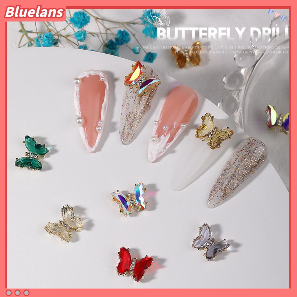 [BLM] 10pcs Nail Art Decor Tiga Dimensi Shiny Glitter Sparkling DIY Aksesoris Kuku Mini Kristal Palsu Pesona Kuku Kupu-Kupu Manicurist Supply