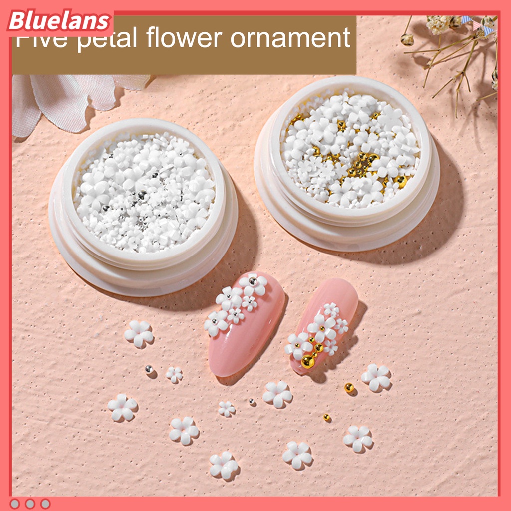 [BLM] 1kotak Hiasan Kuku Mudah Di Aplikasikan Resin 5kelopak Bentuk Bunga DIY Nail Decal Manicure Tool Untuk Digunakan Di Rumah