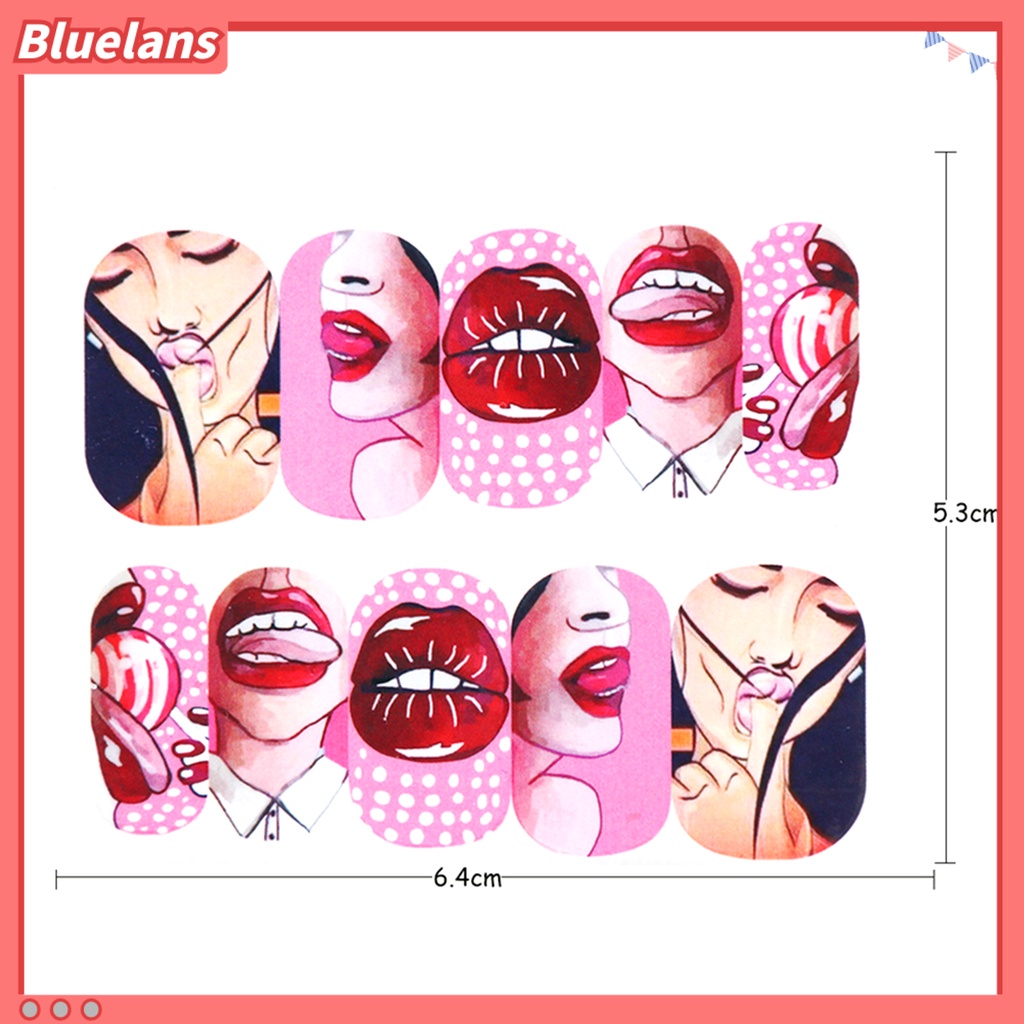 [BLM] 9pcs /Set Stiker Nail Art Sexy Sunfast Lips Shaped DIY Nail Art Decal Untuk Kecantikan