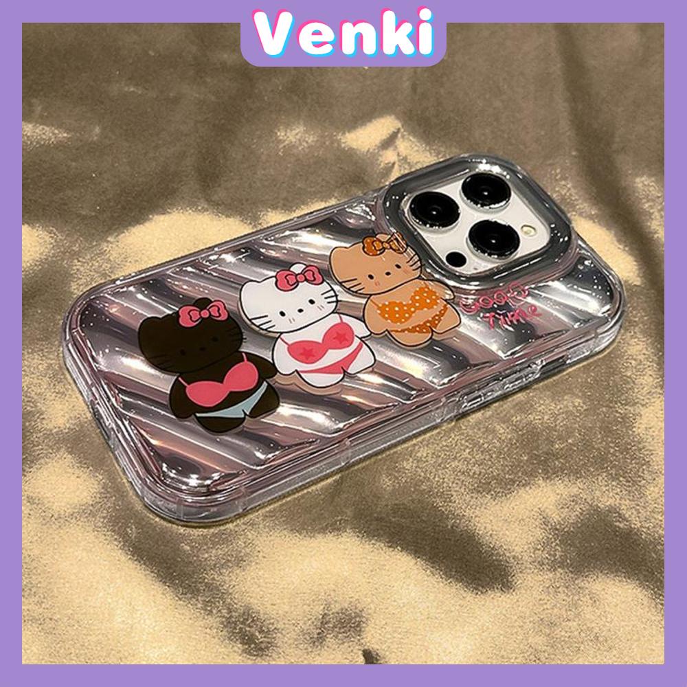 VENKI - Untuk iPhone 11 Laser Reflektif Bening Ponsel Case TPU Lembut Shockproof Airbag Ponsel Case Lucu Kartun Kucing Kompatibel dengan iPhone 14 13 Pro max 12 Pro Max XR XR 7Plus 8Plus