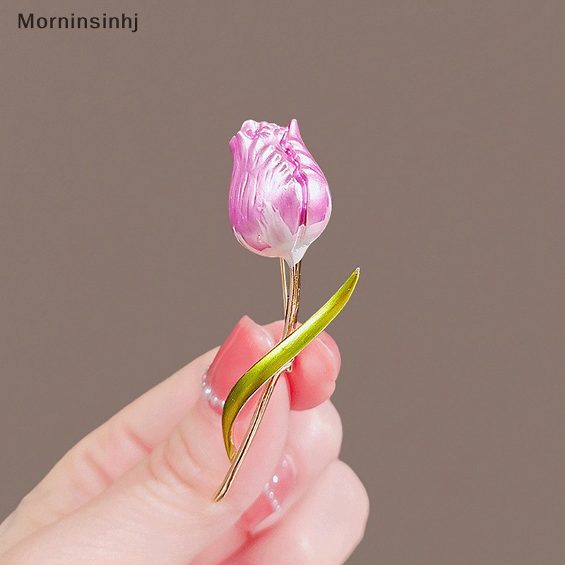 Mornin Charm Enamel Bros Bunga Tulip Untuk Wanita Temperamen Elegan Pernikahan Kantor id