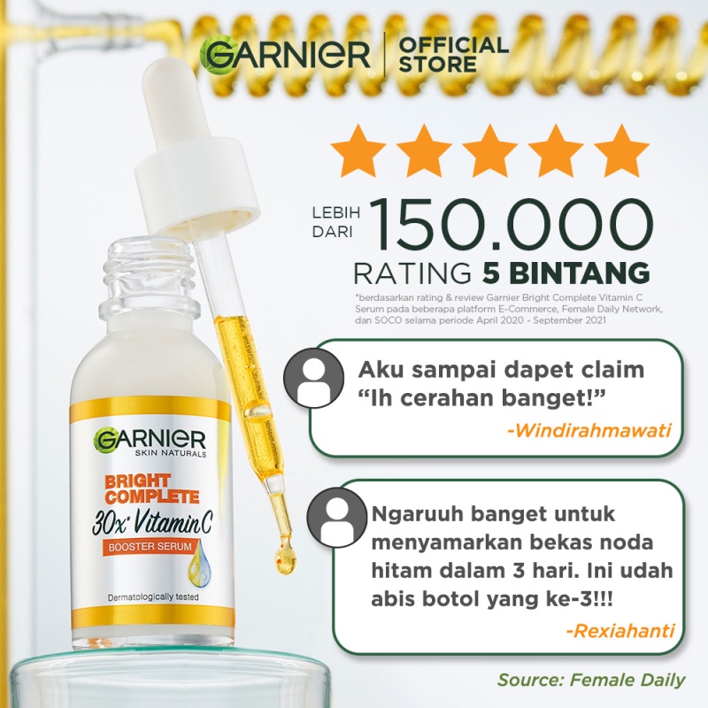 Garnier Bright Complete Vitamin C 30x Booster Serum Skin Care - 15/30/50 ml (Cepat Cerahkan Noda Hitam & Samarkan Bekas Jerawat) Image 5