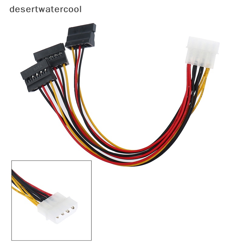 Deid 4Pin IDE Molex To 3ata SATA Power Splitter Konektor Kabel Ekstensi Martijn