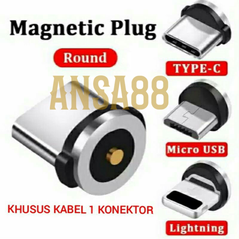 kepala casan magnet 1 konektor android micro USB type C iphone kabel magnet 1 titik plug kabel magnet