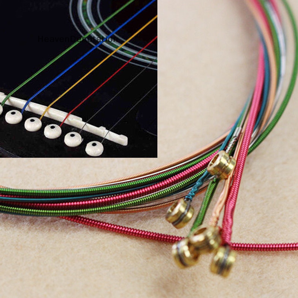 [HeavenDenotation] Satu Set 6pcs String Warna Warni Hujan Untuk Aksesori Gitar Akustik HDV