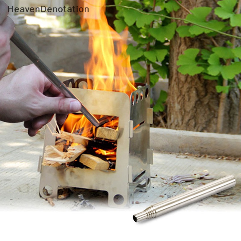 [HeavenDenotation] Fire Blower Pipa Collapsible Retractable Stainless Steel Blow Tube Alat Api Unggun HDV