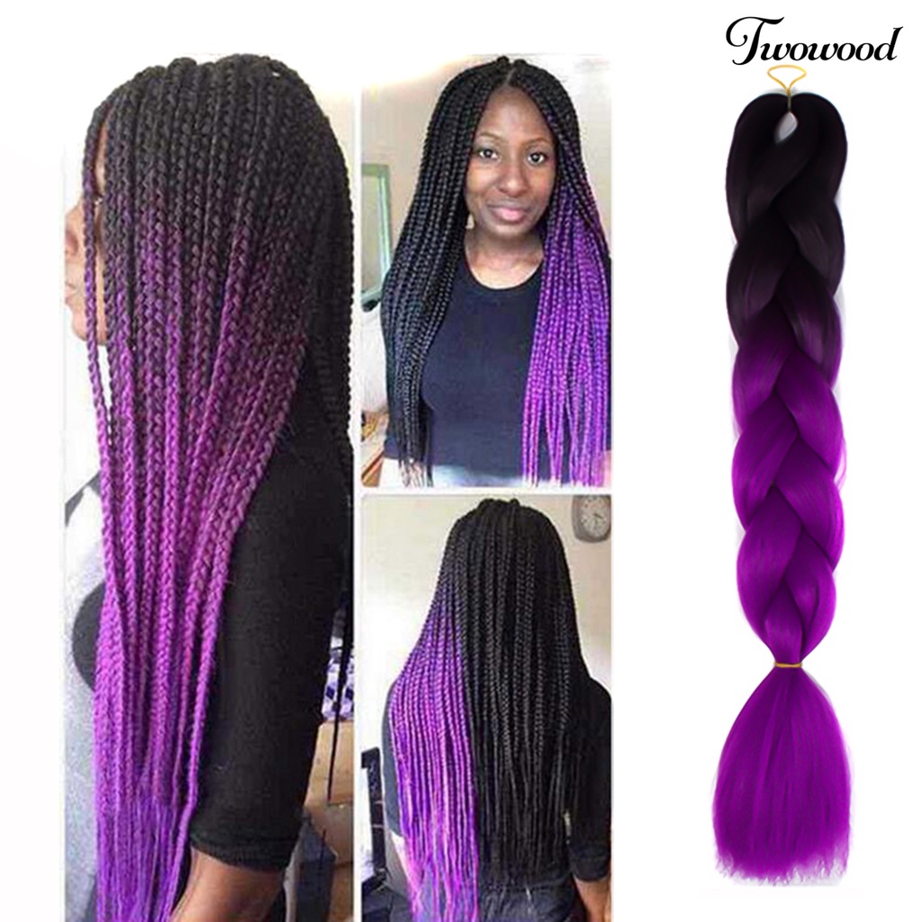 Twowood Wig Gradien Afrika Blackman Kepang Cosplay Perlengkapan Plaited Extension Rambut Imitasi Panjang Untuk Wanita