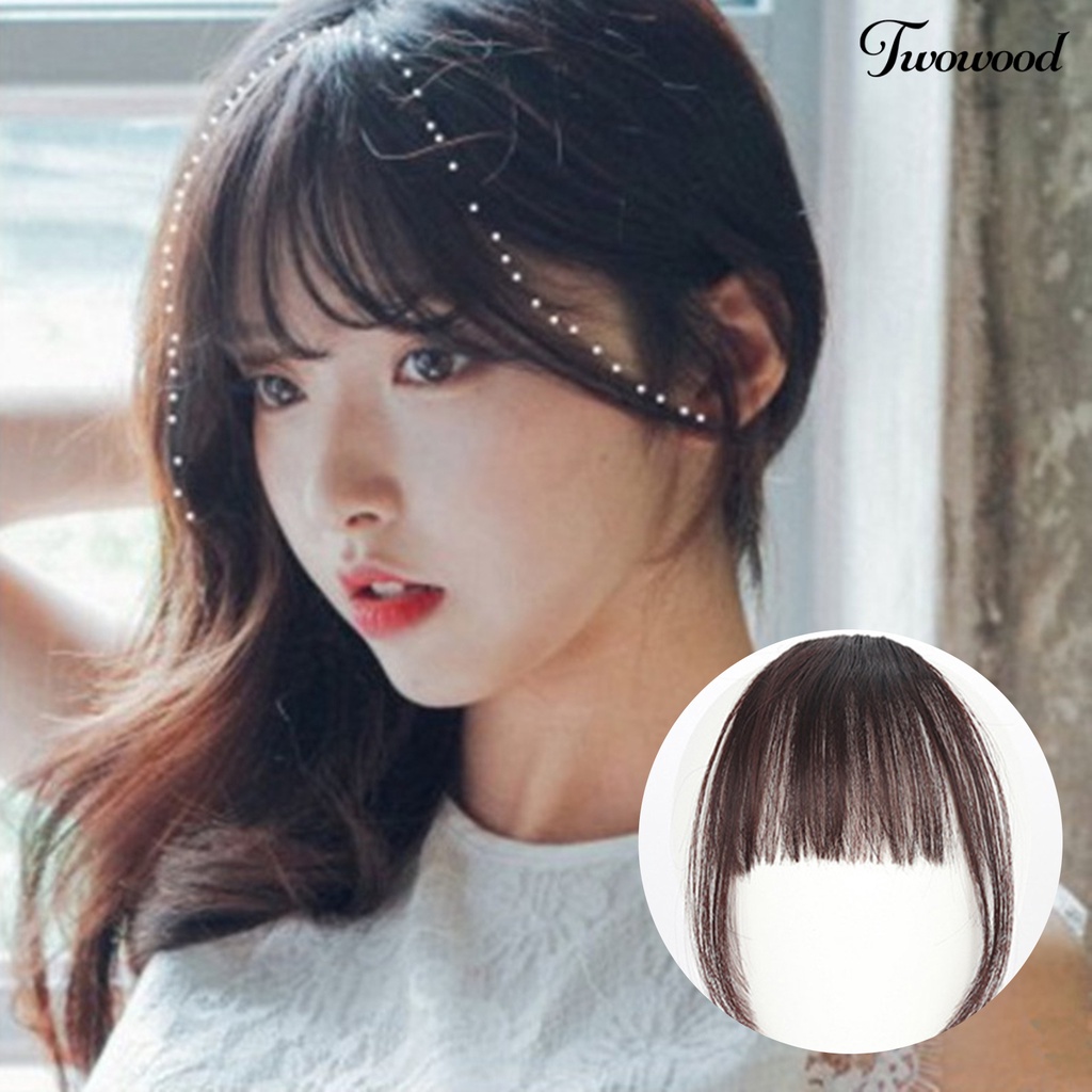 Twowood Wig Bang Ultra Tipis Ekstensi Rambut Serat Suhu Tinggi Pendek Fashion Sopak Fringe Untuk Wanita