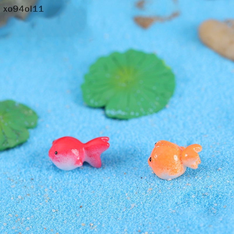 Xo 10PCS Duawarna Ikan Mas Mini Resin Kerajinan Ornamen Ikan Mikro Lanskap Ornamen Kreatif Aquarium Lucu Resin Dekorasi OL