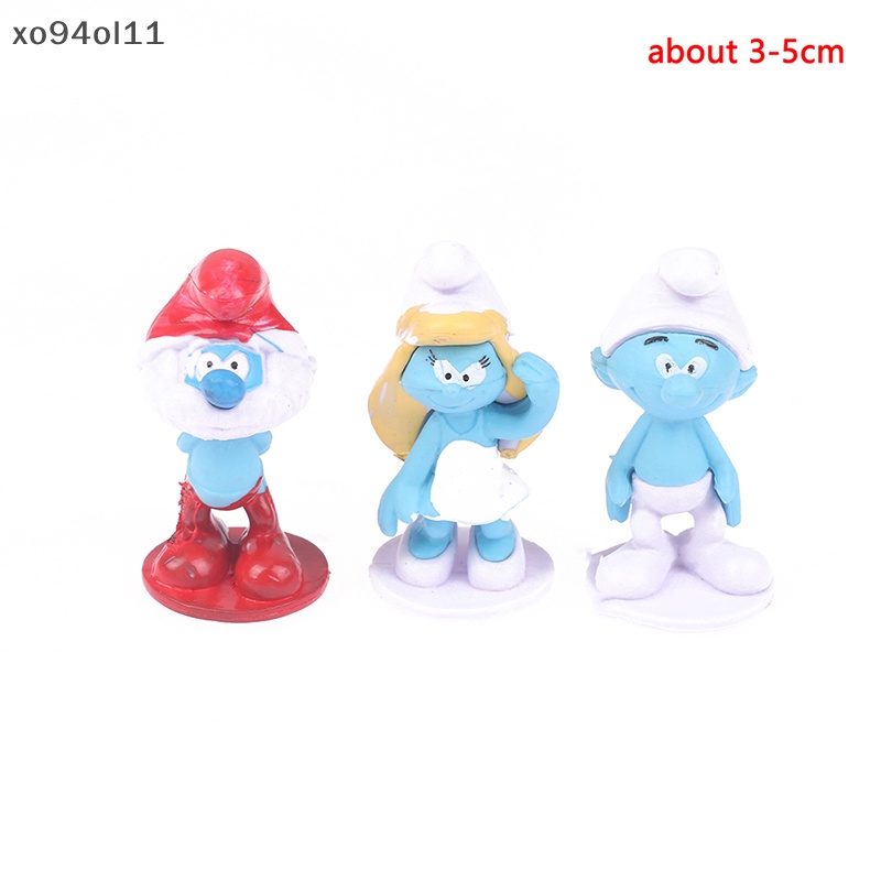 Xo 12gaya Anime Kartun Smurfs PVC Model Mainan Lucu Semangat Biru Boneka Kue Decora OL