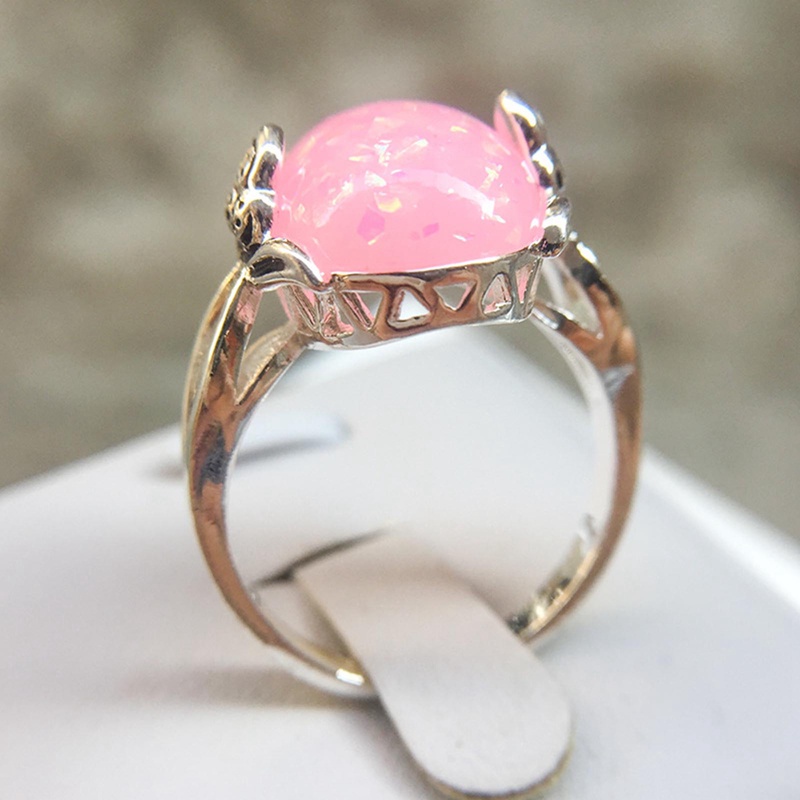 Opal Rings Natural Opal Colorful Light Gemstone Silver Band Ring Perhiasan Mewah Untuk Wanita Dainty Party Gift