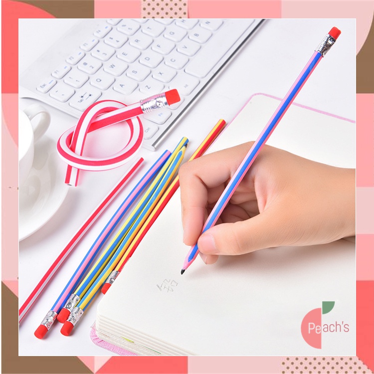 

PEACHs - S5862 Pensil Flexsible Lentur Unik Lucu / Alat Tulis Sekolah Anak Pencil Karet Inul Dapat Digulung Ditekuk Unik Lucu