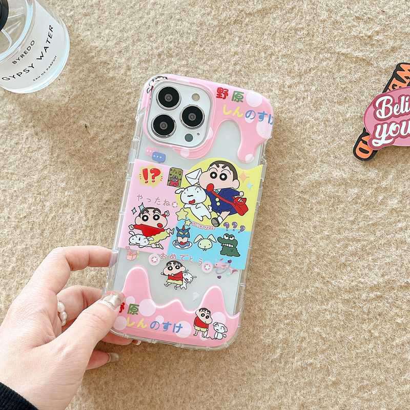 All New Cute Ice Cream Clear Soft Bumper Case for Apple iPhone XR XS Max 11 12 13 14 Pro Max 14 Plus Girl Woman's Fashion Pretty Phone Case Crayon Shin-chan