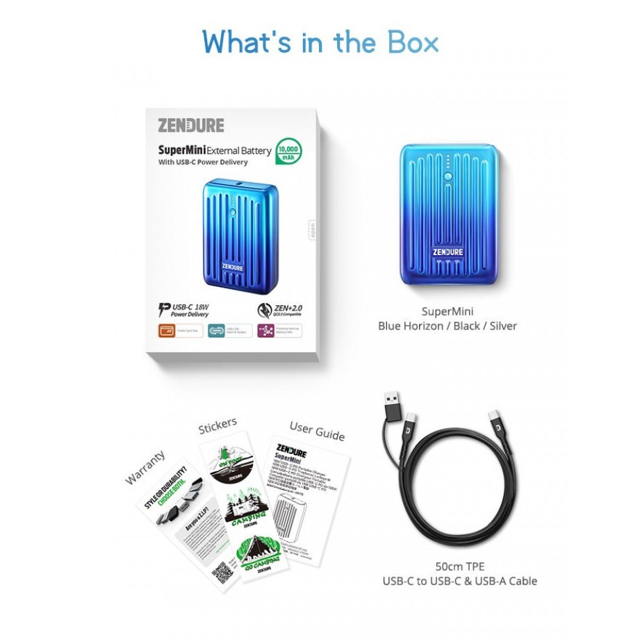 AKN88 - ZENDURE ZDSM10PD - SuperMini 10000mAh Powerbank with USB-C PD 18W