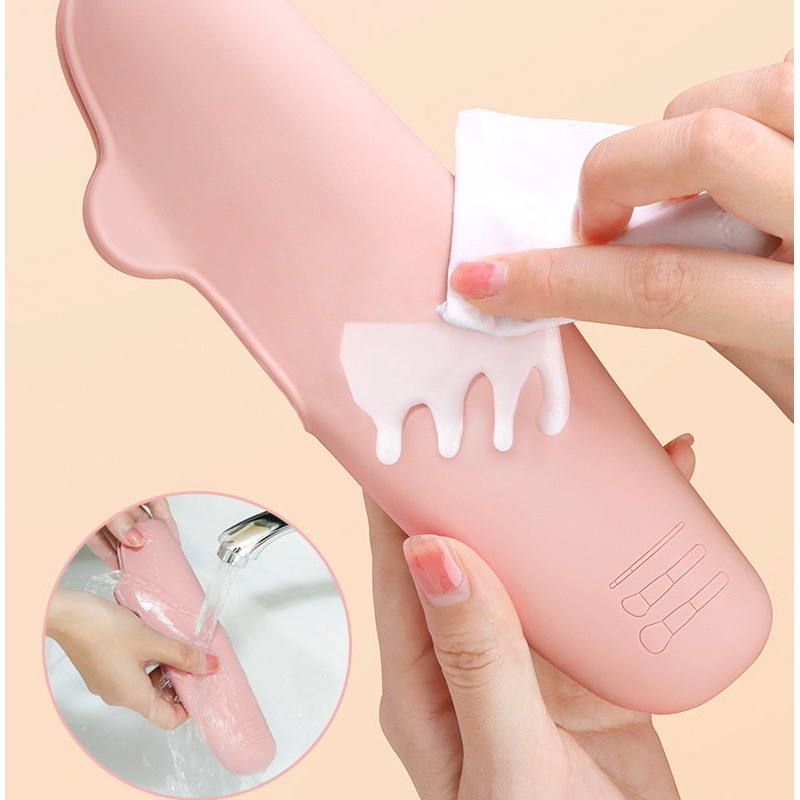 MAKEUP BRUSH SILICONE CASE / WATERPROOF BRUSH CASE / TEMPAT PENYIMPANAN KUAS MAKE UP BAHAN SILIKON TAHAN AIR / TRAVEL BRUSH CASE / BRUSH HOLDER TRAVEL KIT / COSMETIC BRUSH ORGANIZER BAG / POUCH KOSMETIK / SILI BRUSH CASE / PORTABLE TRAVEL MAKEUP CASE