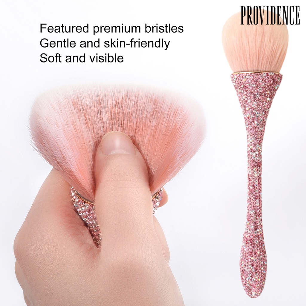 Providence Makeup Brush Bulu Lembut Berlian Imitasi Gagang Berbulu Cakupan Besar Alat Makeup Wanita Foundation Loose Powder Eye Shadow Brush Penggunaan Sehari-Hari