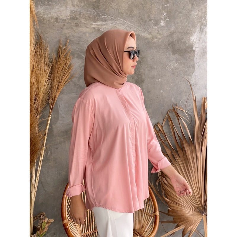 MAUDY Shirt / Kemeja Oversize Wanita Rayon Premium Hits Kekinian