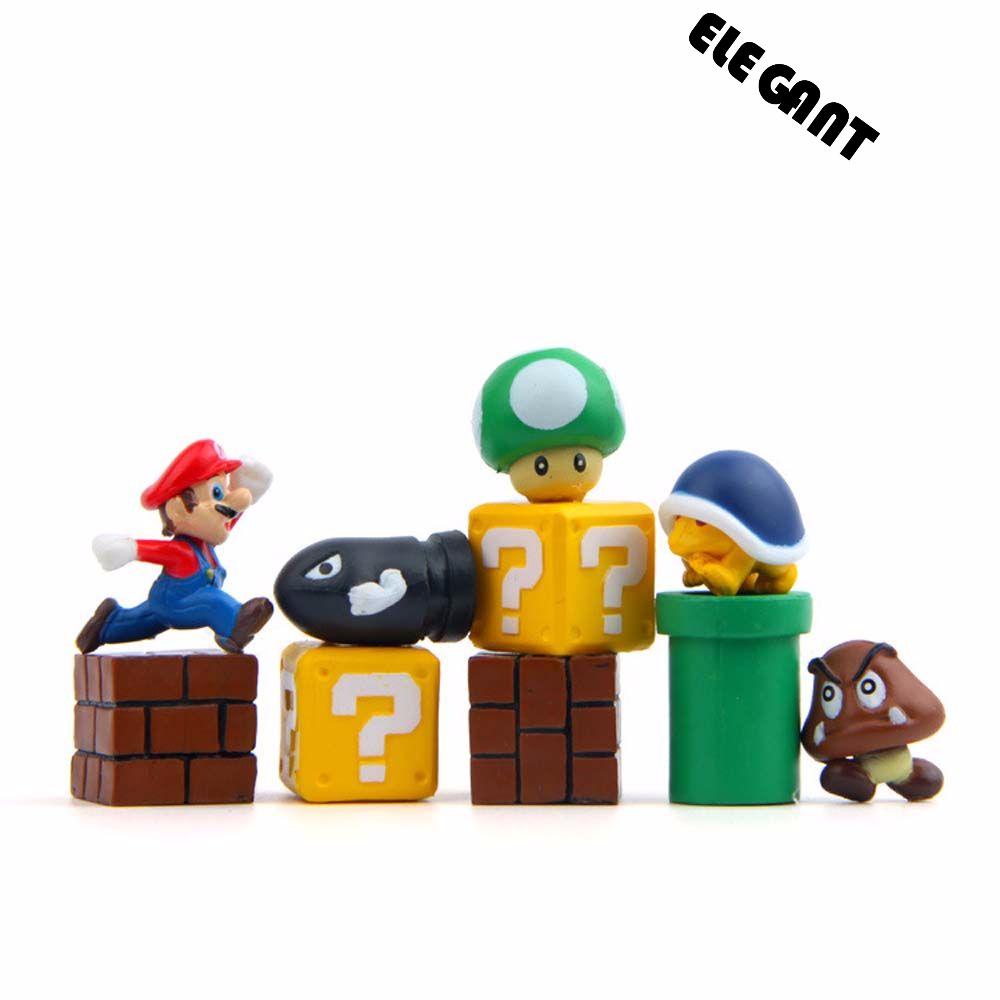 [Elegan] Action Figurine Patung Kartun Dekorasi Desktop Ornamen Rumah Model Anime Mario Super Mario Bros.