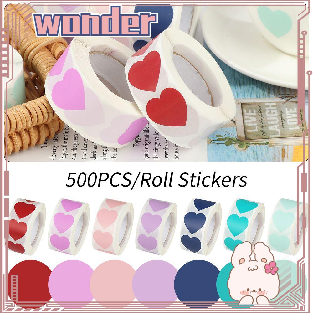 Wonder 500pcs Label Paket Love Heart Shaped Gift Packaging Alat Tulis Stiker