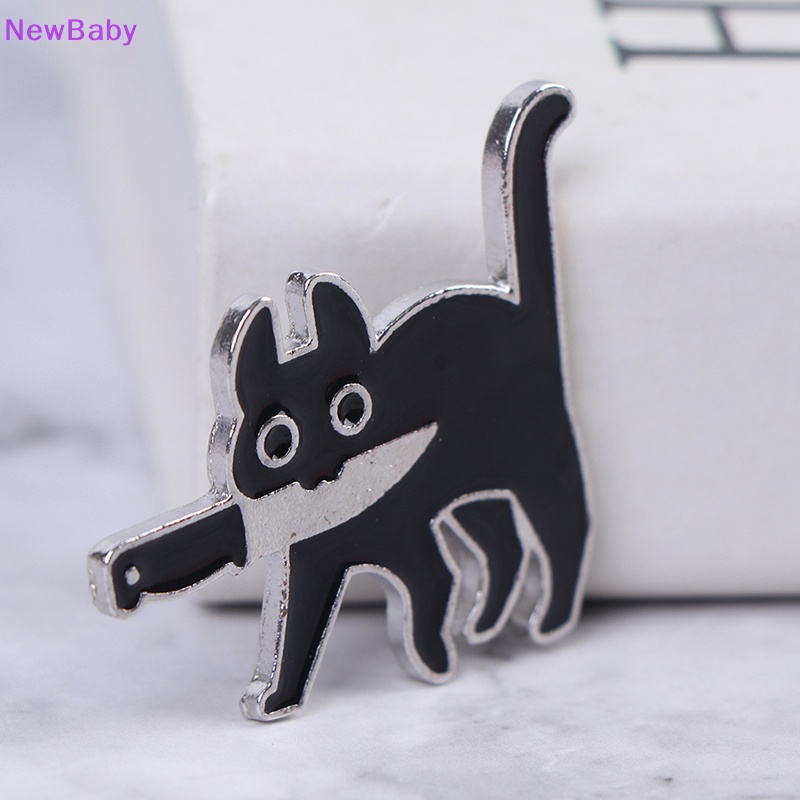 Newbaby Kartun Kreatif Kucing Hitam Pemodelan Pop Enamel Pin Kerah Lencana Bros Perhiasan ID