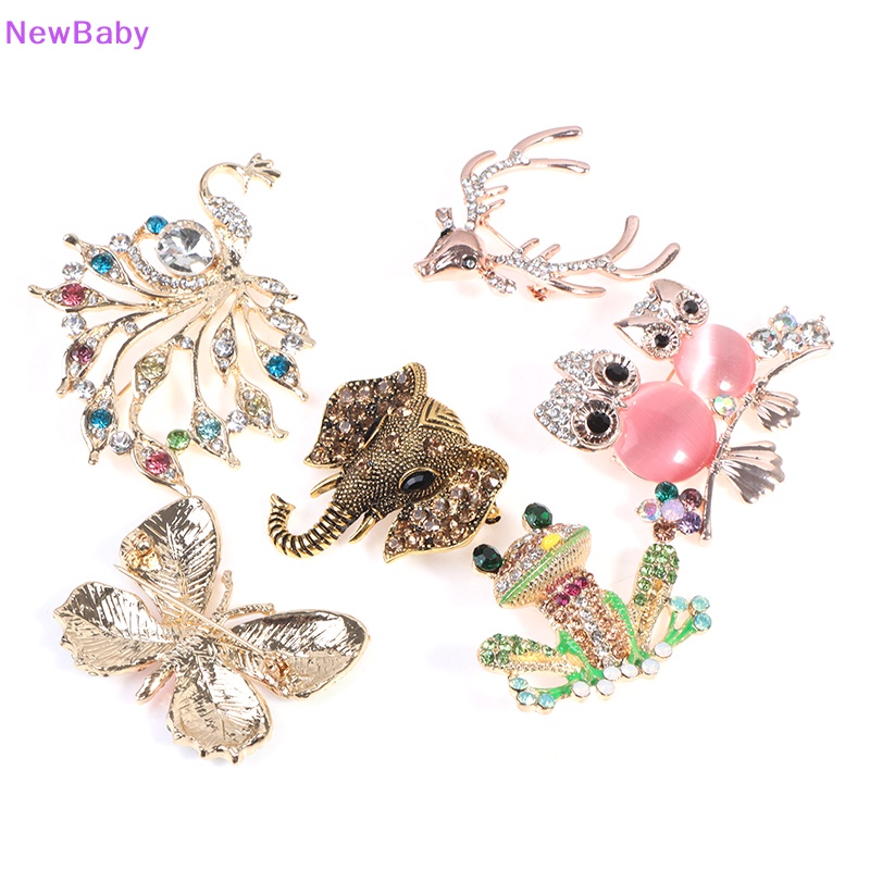 Newbaby 1PC Hewan Bros Pin Wanita Bling Berlian Imitasi Bros Perhiasan Pesta Pernikahan Hadiah ID