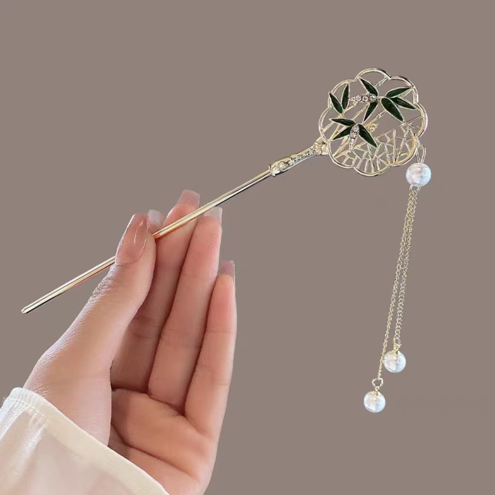 Deartiara Daun Bambu Super Abadi Gaya Kuno Rumbai Jepit Rambut Qipao Hanfu Pan Hair Hairpin Step Shake Hairpin