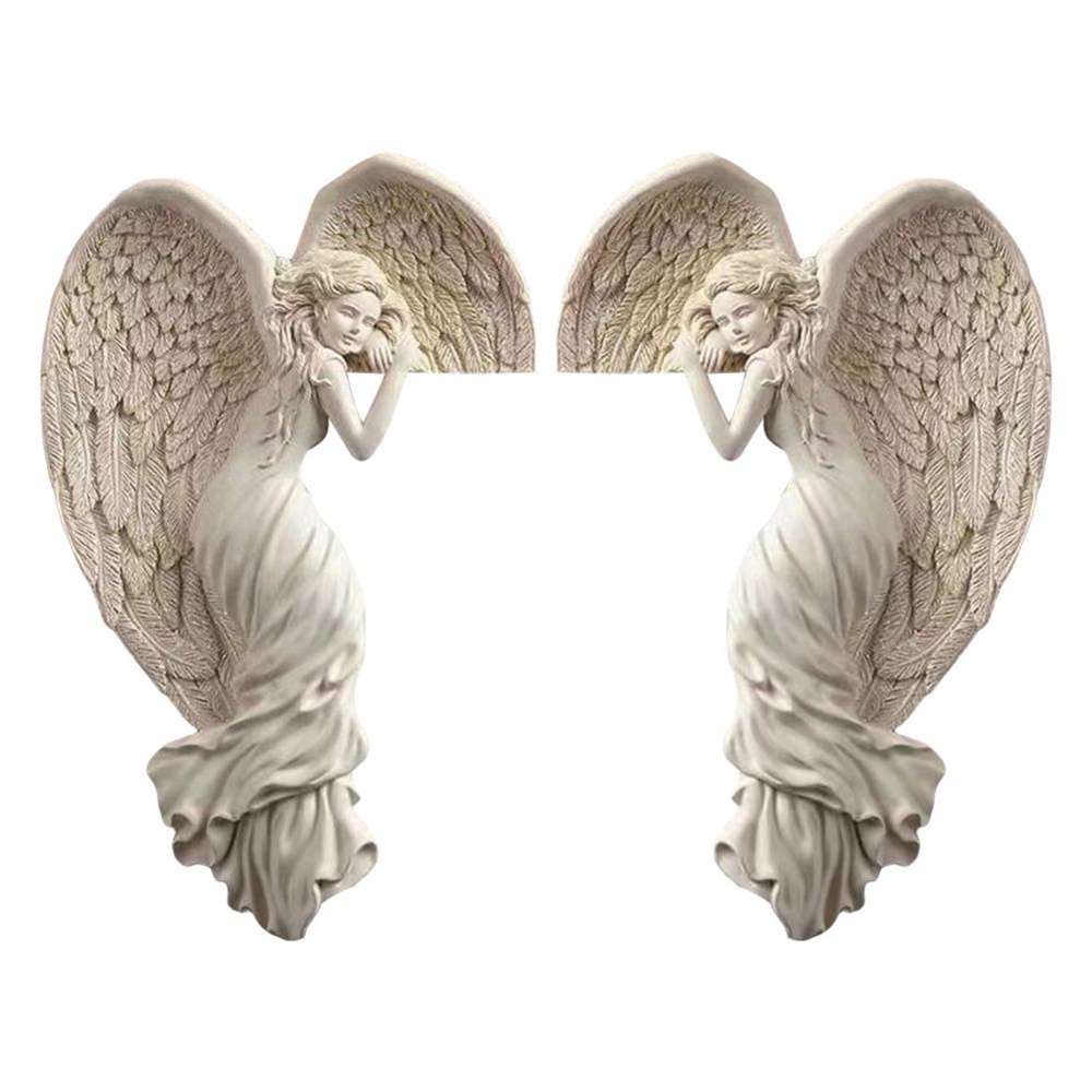 ღ Redemption Angel Door Frame Pendant Awakening Angel Wings Resin Kerajinan Rumah Hadiah Dekorasi Pintu Teras Dalam Dan Luar Ruangan