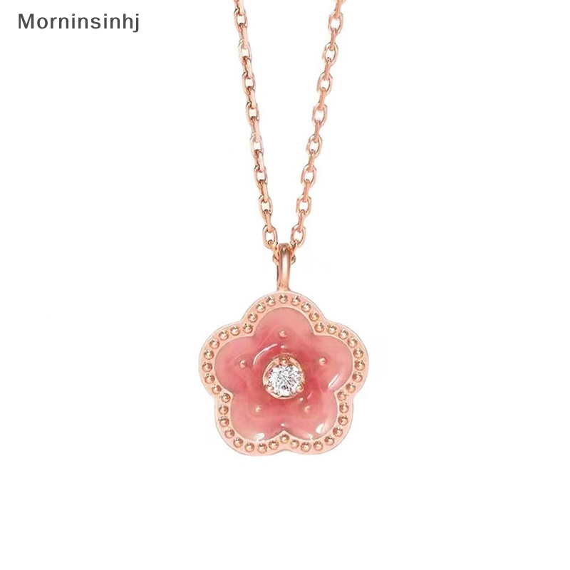 Mornin Fashion Kalung Liontin Bunga Manis Temperamen Peri Lembut Merah Muda Peach Blossom Niche Rantai Klavikula Untuk Wanita Gadis Perhiasan id