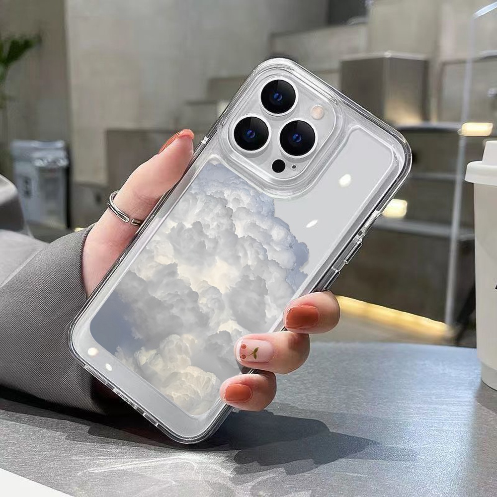 Sky Cloud Case Untuk Samsung A11 EU A12 A13 A14 A10 A10S A20 A21 A22 A23 A20S A30 A02 A03 A50 A51 A52 A53 A54 A31 A32 A33 A34 A04 A73 A72 A71 S10 Akrilik Space TPU Penutup Belakang