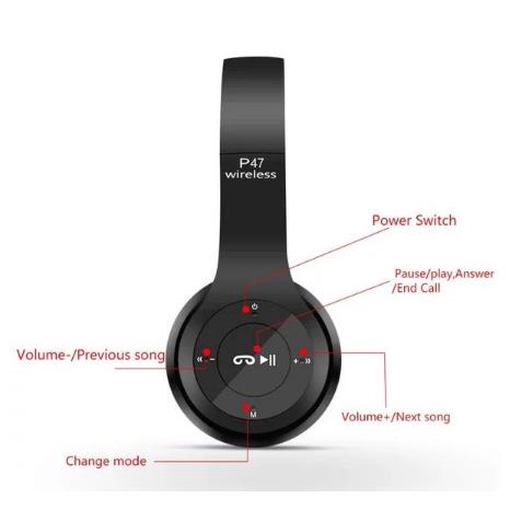 P47 Bluetooth Headphone Extra Bass Wireless Headphones Headset With Mic And Volume Control