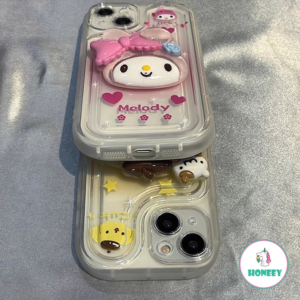 Casing Ponsel Sanrio Kartun Lucu 3D Untuk iPhone 14 Pro 13 12/12pro 11 Pro MAX XR XS MAX X 14 7 8plus Y2k Anak Perempuan Silikon Shockproof Soft Cover