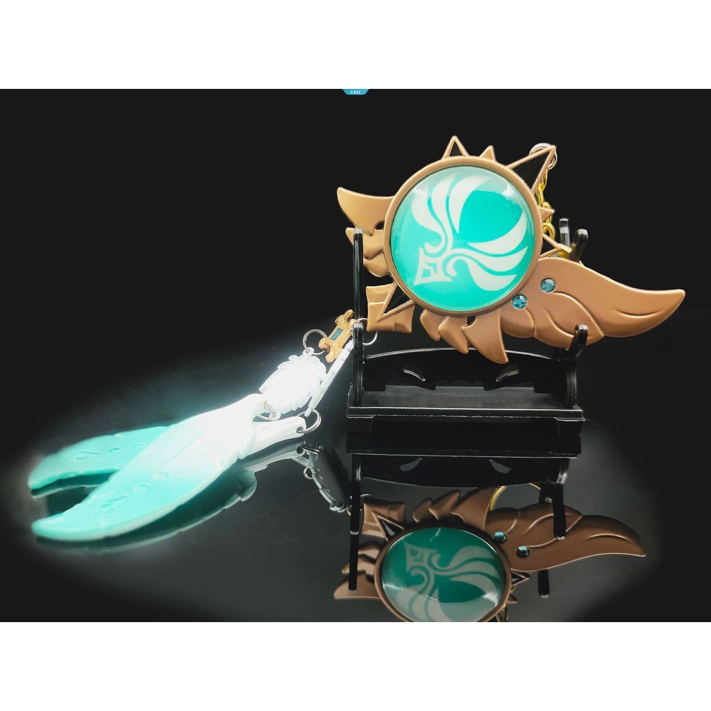 Genshin Impact Venti Keychain Cosplay Eye Of Original God Anime Wing Feather Key Rings Aksesoris Ransel Gantungan Kunci Bulu [ZK]