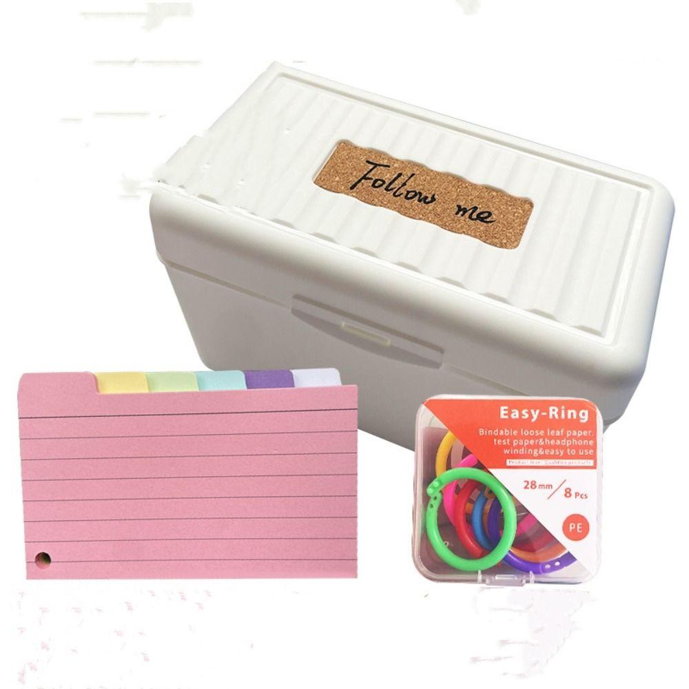 Kartu Index TOP Tabbed Isi 150PCS Flash Card Divider, Organizer Meja 8PCS Rings Storage Box Kotak Penyimpanan Untuk Catatan Belajar