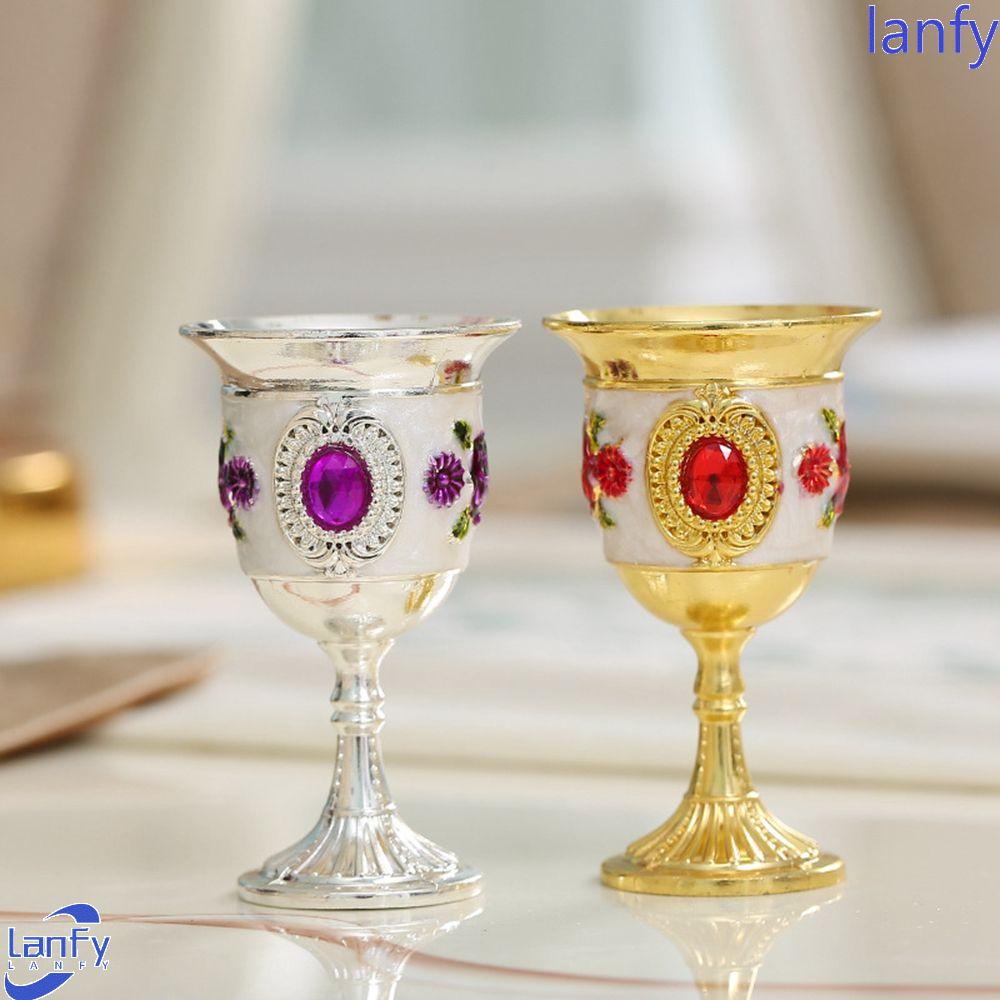 Lanfy Gelas Wine Metal Vintage Champagne Gelas Restoran Bar Alat Perlengkapan Pesta Barware White Liquor Glass