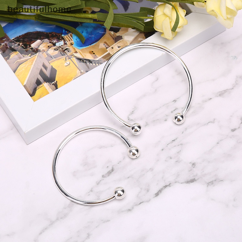 {beautifulhome} Fashion Gelang Perak Wanita Dasar Bangle DIY Pembukaan Rantai Telanjang Membuat Perhiasan.