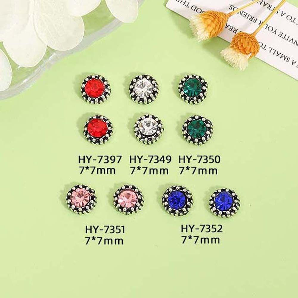 AUGUSTINA Agustinina Dekorasi Kuku Bahan Alloy Gaya Jepang Bulat Berlian Imitasi Manicure Nail Jewelry Untuk Wanita