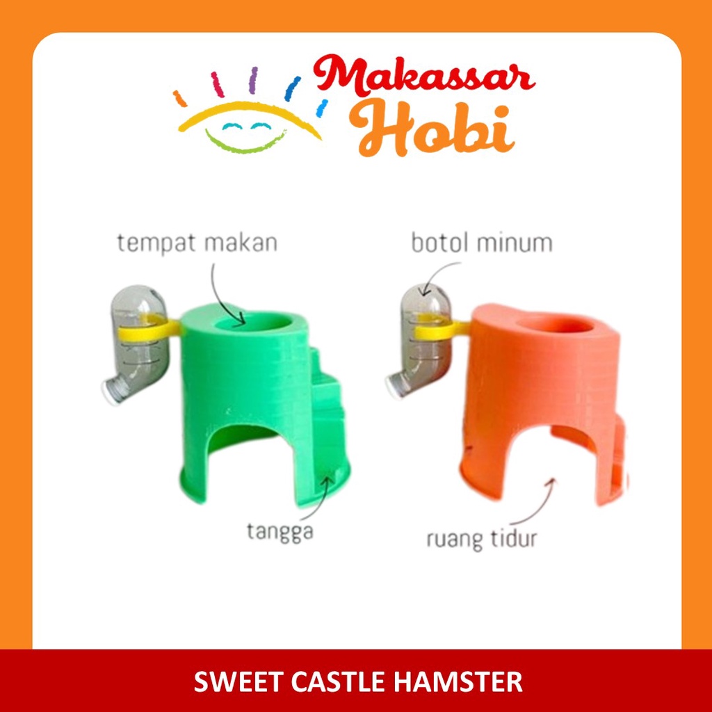 Sweet Castle Tempat Makan Botol Minum Tidur Aksesoris Kandang Hamster