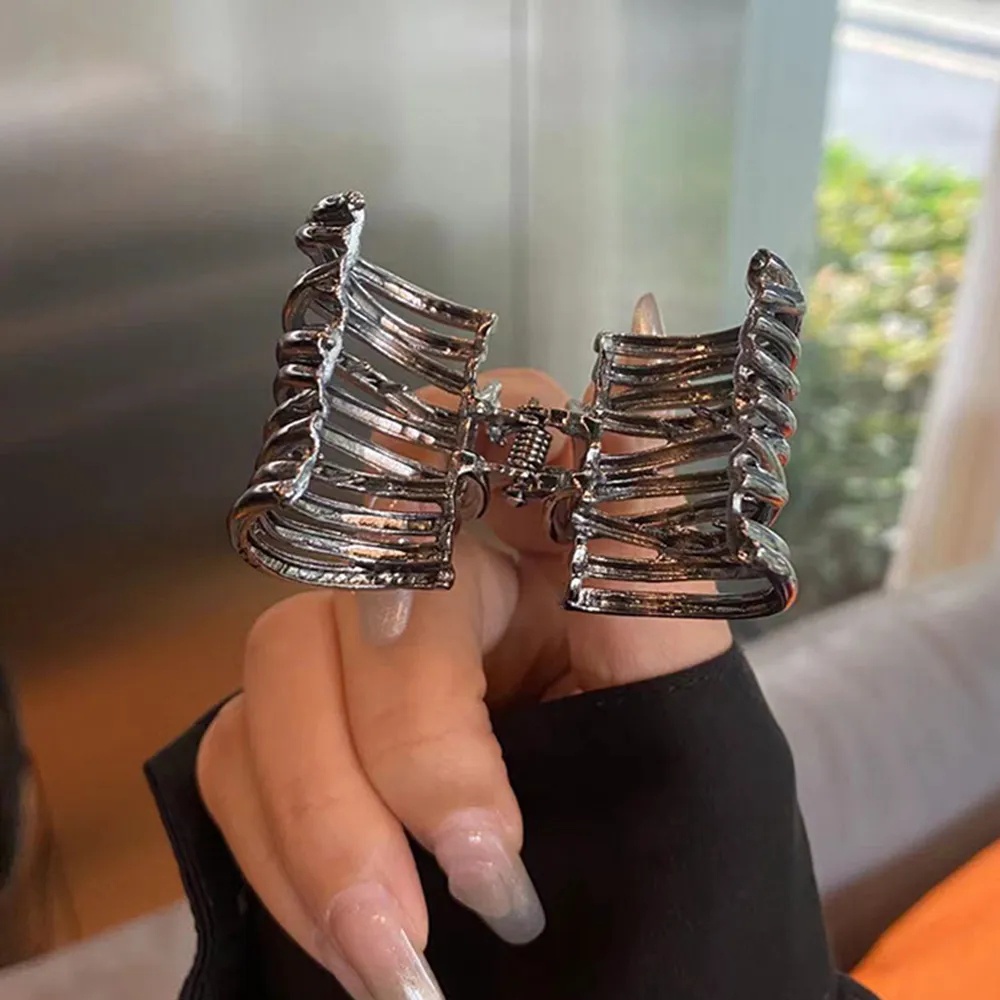 Baru Punk Y2k Logam Rambut Cakar/ Gadis Vintage Tinggi Ponytail Hiu Klip/ Kreatif Halus Jepit Rambut Aksesoris Rambut