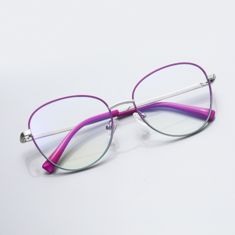 (YUZHU) Kacamata Metal Dua Warna Original Colorful Anti Blue Light Optical Eyeglasses Untuk Wanita