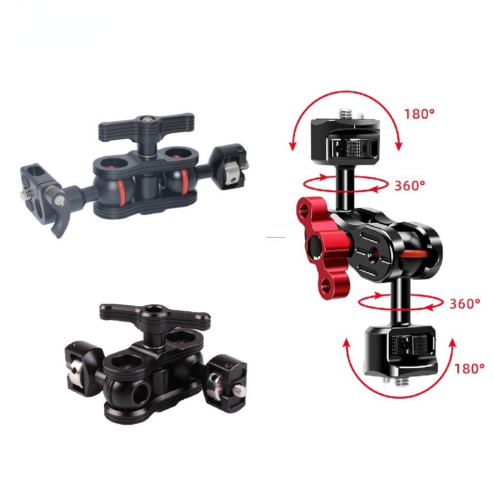 Multi Fungsi Dual Ball Joint Magic Arm Hot Shoe Mount Adapter 1/4 ''Sekrup ARRI Pin Untuk Canon Nikon Sony Monitor Light Holder