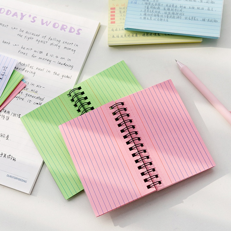 50lembar Buku Tulis Coil Sobek/Pocket Spiral Memo Notepad/Memo Pad Portable Kecil/Catatan Horizontal Warna Permen/Alat Tulis Siswa/Perlengkapan Kantor