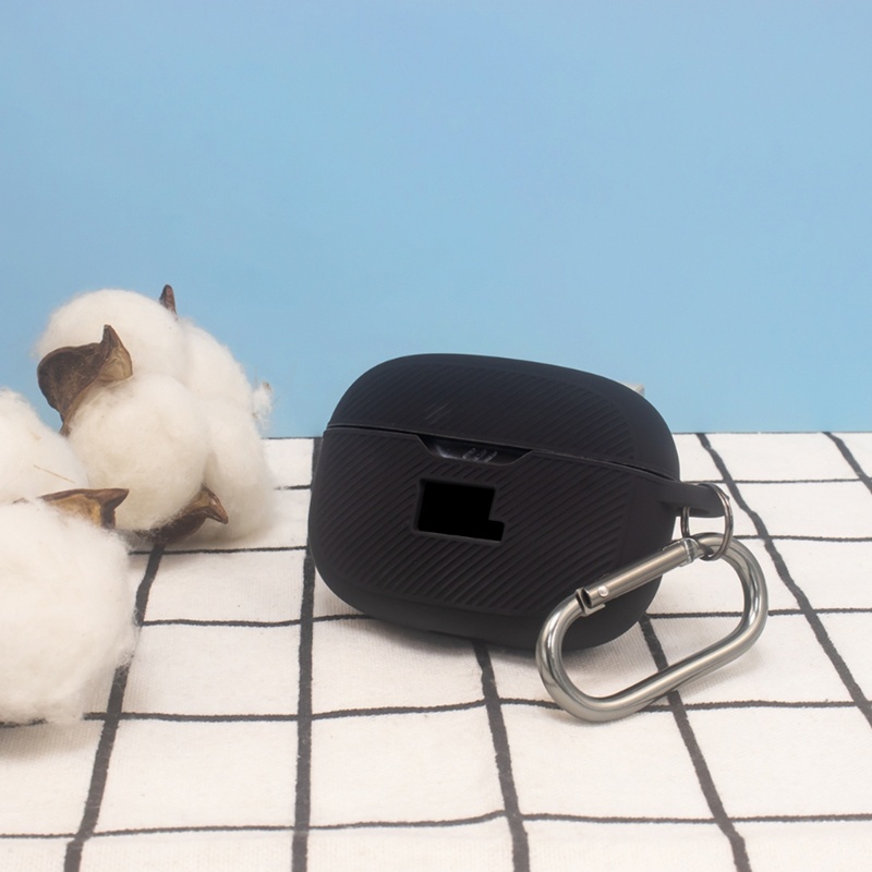 Bt Soft Silicone Cover Pelindung Shell Earphone Case Anti Jatuh Untuk Earbud Balok Dengan Karabiner