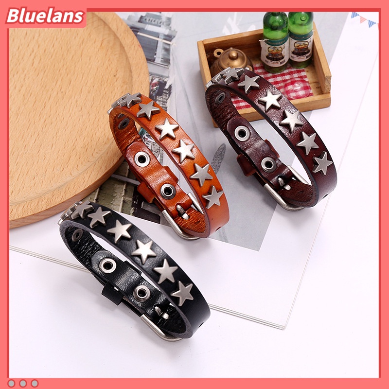 [BLS] Gelang Kulit Sapi Bintang Berujung Lima bracelet bar hip-hop Aksesoris