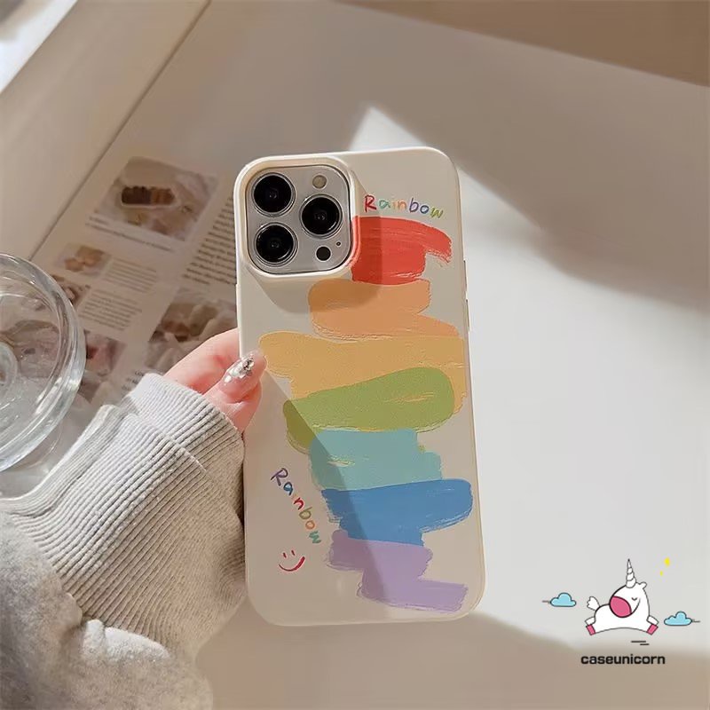 Fashion Colorful Doodle Paint Rainbow Case Kompatibel Untuk IPhone XR X11 13 14 12 Pro Max 7 8 Plus XS Max SE 2020kilap Pola Cat Air Tidak Teratur Tahan Guncangan Lembut Tpu Penutup Belakang